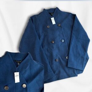 NWT banana republic preppy navy m" soft, drapey double lbreasted button down